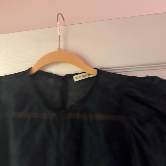 Ulla Johnson Navy Organza Ruffle Puff Sleeve Sheer Top  Size 6 Rare Blouse - Picture 2 of 4